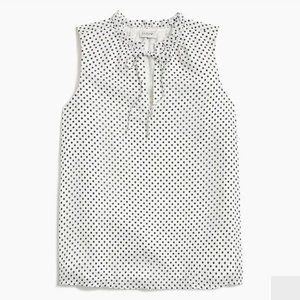 Dot Ruffle Tie-Neck Top